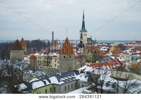 March Gloomy Day In Old Tallinn. Estonia