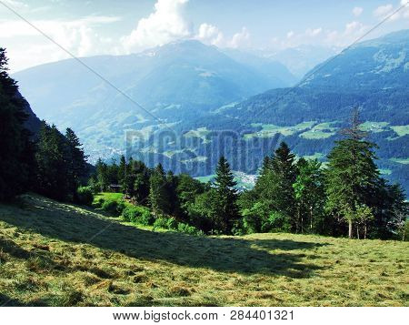 View Of The River Sezz Valley (seeztal) From The Gonzen Mountain - Canton Of St. Gallen, Switzerland
