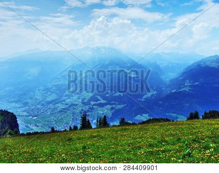 View From The Gonzen Peak In The Appenzell Alps Mountain Range - Canton Of St. Gallen, Switzerland
