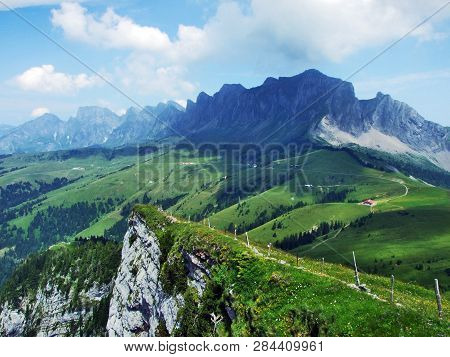 View From The Gonzen Peak In The Appenzell Alps Mountain Range - Canton Of St. Gallen, Switzerland
