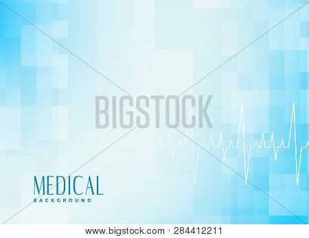 Medical Healthcare Blue Background With Cardiograph Vector Illustrator