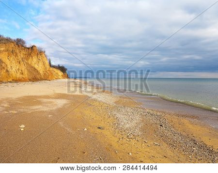 Rockslide. Mountain Landslide In An Environmentally Hazardous Area. Large Cracks In Earth, Descent O