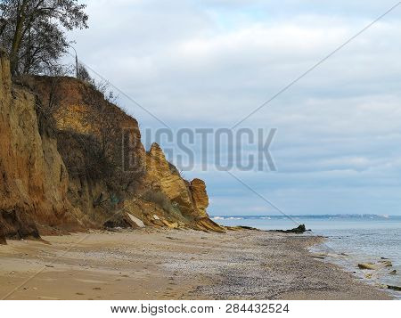 Rockslide. Mountain Landslide In An Environmentally Hazardous Area. Large Cracks In Earth, Descent O
