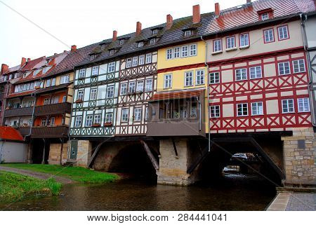 The Merchants' Bridge In Erfurt, Thuringia, Germany
