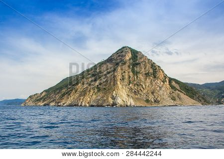 Mountains In The Cinque Terre National Park, View From The Excursion Ship. Located Between The Citie