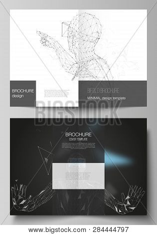 The Vector Layout Of Two A4 Format Cover Mockups Design Templates For Bifold Brochure, Magazine, Fly
