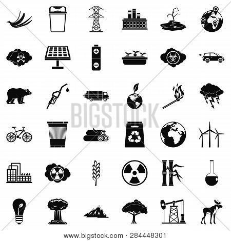 Protection Of Ecology Icons Set. Simple Style Of 36 Protection Of Ecology Icons For Web Isolated On 