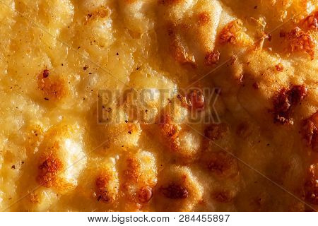 Baked Cheese On Tortilla Close Up, Texture