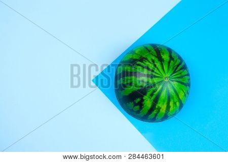 Top View Anti Stres Squishy Toy Watermelon On A Blue Background