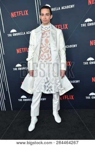 LOS ANGELES - FEB 07:  Robert Sheehan arrives for the Netflix's 'The Umbrella Academy' Premiere - Season 1 on February 07, 2019 in Westwood, CA                