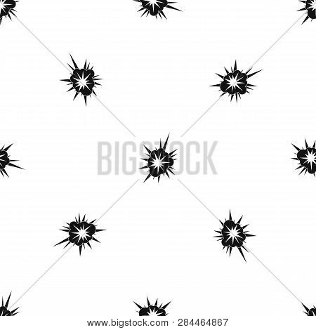 Nucleate Explosion Pattern Repeat Seamless In Black Color For Any Design. Geometric Illustration