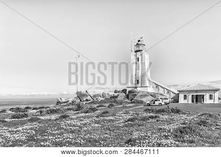 Paternoster, South Africa, August 21, 2018: The Cape Columbine Lighthouse In The Cape Columbine Natu