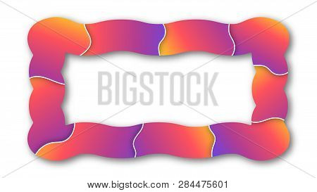 Colored Trendy Gradient Frame With Bland Shadows Isolated On White Background. Abstract Colorful Rec
