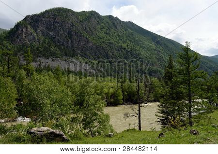 Mountain Landscape By The River Chuya, Altai Republic, Siberia, Russia