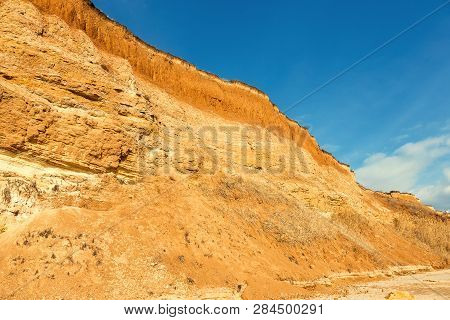 Rockslide. Mountain Landslide In An Environmentally Hazardous Area. Large Cracks In Earth, Descent O