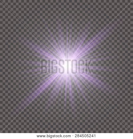 The Blue Glowing Light Explodes With A Blast With A Transparent One. Vector Illustration For Perfect