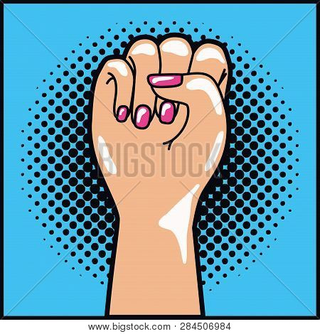 Hand Human Expressing Power Fist Pop Art Vector Illustration Design
