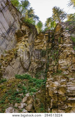 Hope, Canada - July 14, 2018: Scaur At Othello Tunnels In The Coquihalla Canyon In British Columbia.