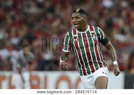 Rio, Brazil - February 14, 2019: Yone Gonzalez Player In Match Between Flamengo And Fluminense By Th
