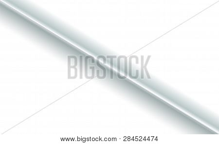 Background Separation In The Middle Of White Paper Fabric Diagonally Fold. Blank With Soft Shadows. 