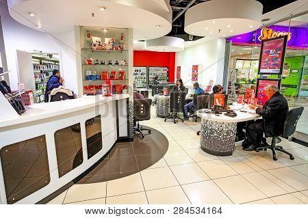 Inside Interior Of A Mobile Cell Phone Store In A Mall