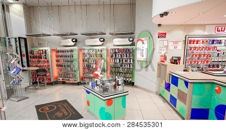 Inside Interior Of A Mobile Cell Phone Store In A Mall