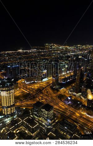 Top View Of Night Dubai