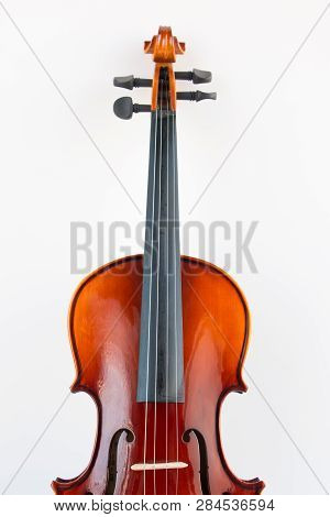 Violin with bow in white background or fiddle in white background