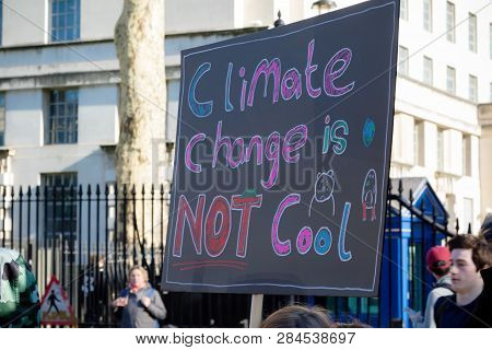 London, Uk, United Kingdom 15th February 2019:- Striking School Aged Children In Central London Over