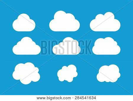 Set Od Clounds Icon Isolated On Blue Background.  Vector Clounds Collection