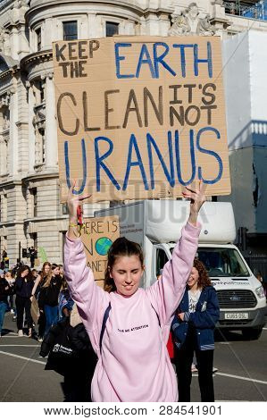 London, Uk, United Kingdom 15th February 2019:- Striking School Aged Children In Central London Over