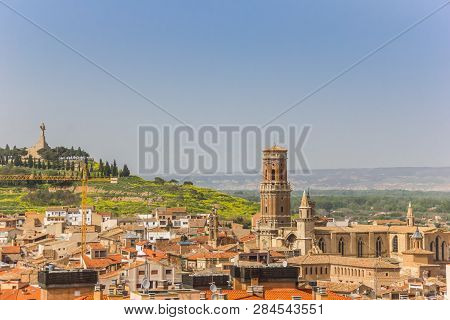 Cathedral Tower In The Skyline Of Tudela, Spain
