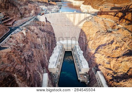 Hoover Dam At Lake Mead On The Border Of Nevada And Arizona In Southwestern United States Is Conside