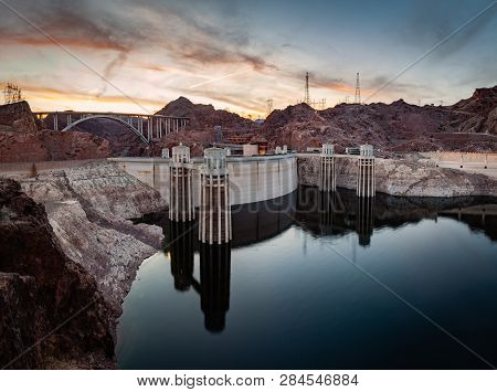 Hoover Dam Panorama At Lake Mead On The Border Of Nevada And Arizona In Southwestern United States I