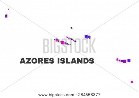 Mosaic Azores Islands Map Isolated On A White Background. Vector Geographic Abstraction In Pink And 