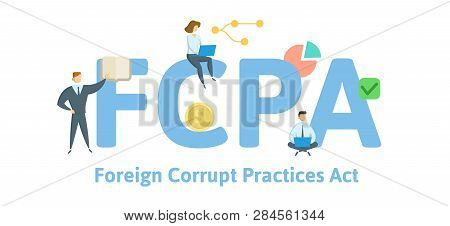 Fcpa, Foreign Corrupt Practices Act. Concept With Keywords, Letters And Icons. Flat Vector Illustrat