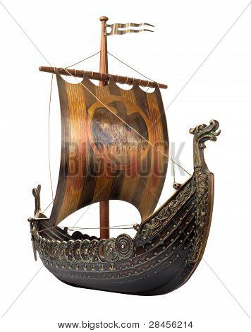 Antique Viking Ship Isolated On White