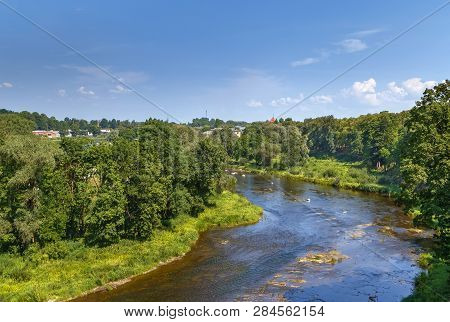 View Of Memele River From Bauska Castle Hill, Latvia