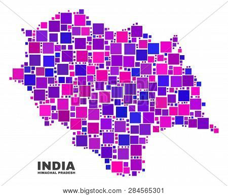 Mosaic Himachal Pradesh State Map Isolated On A White Background. Vector Geographic Abstraction In P