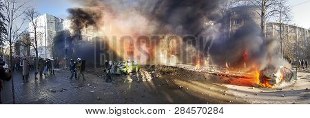Kiev, Ukraine - February 18, 2014: Protesters March Mirn