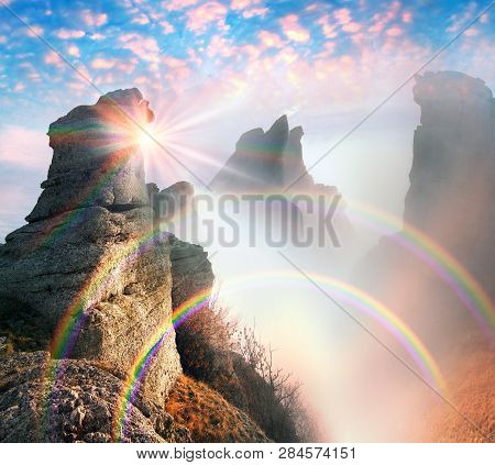 Crimean Rocks Dawn Sunrise