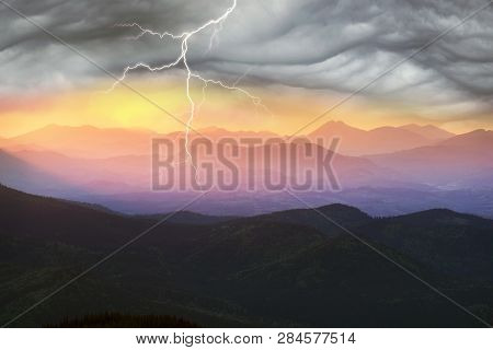Evening Sunset In The Carpathians Over The Vorokhta And Yasinya Ukraine Valley Brightly Painted Pain