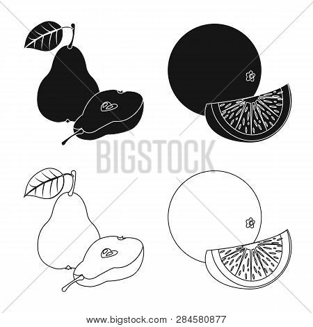 Vector Illustration Of Vegetable And Fruit Icon. Set Of Vegetable And Vegetarian Vector Icon For Sto