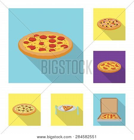 Vector Illustration Of Pizza And Food Sign. Set Of Pizza And Italy Vector Icon For Stock.