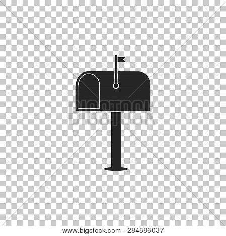 Mail Box Icon Isolated On Transparent Background. Mailbox Icon. Mail Postbox On Pole With Flag. Flat
