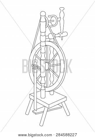 Vector Illustration Of Spinning Wheel. Isolated On White Background. Can Be Used For Graphic Design,