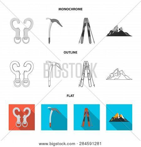Vector Design Of Mountaineering And Peak Icon. Collection Of Mountaineering And Camp Stock Vector Il
