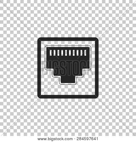 Network Port - Cable Socket Icon Isolated On Transparent Background. Lan Port Icon. Ethernet Simple 