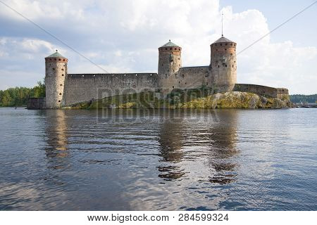 View Of The Medieval Fortress Of The Town Of Savonlinna On A July Afternoon. Finland