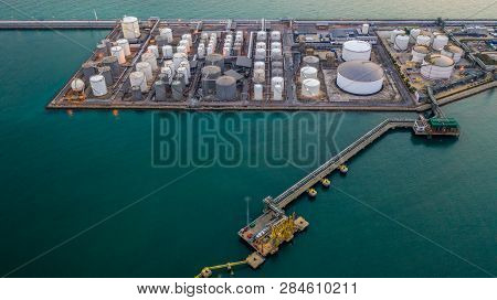 Liquid Chemical Tank Terminal, Storage Of Liquid Chemical And Petrochemical Products Tank, Aerial Vi